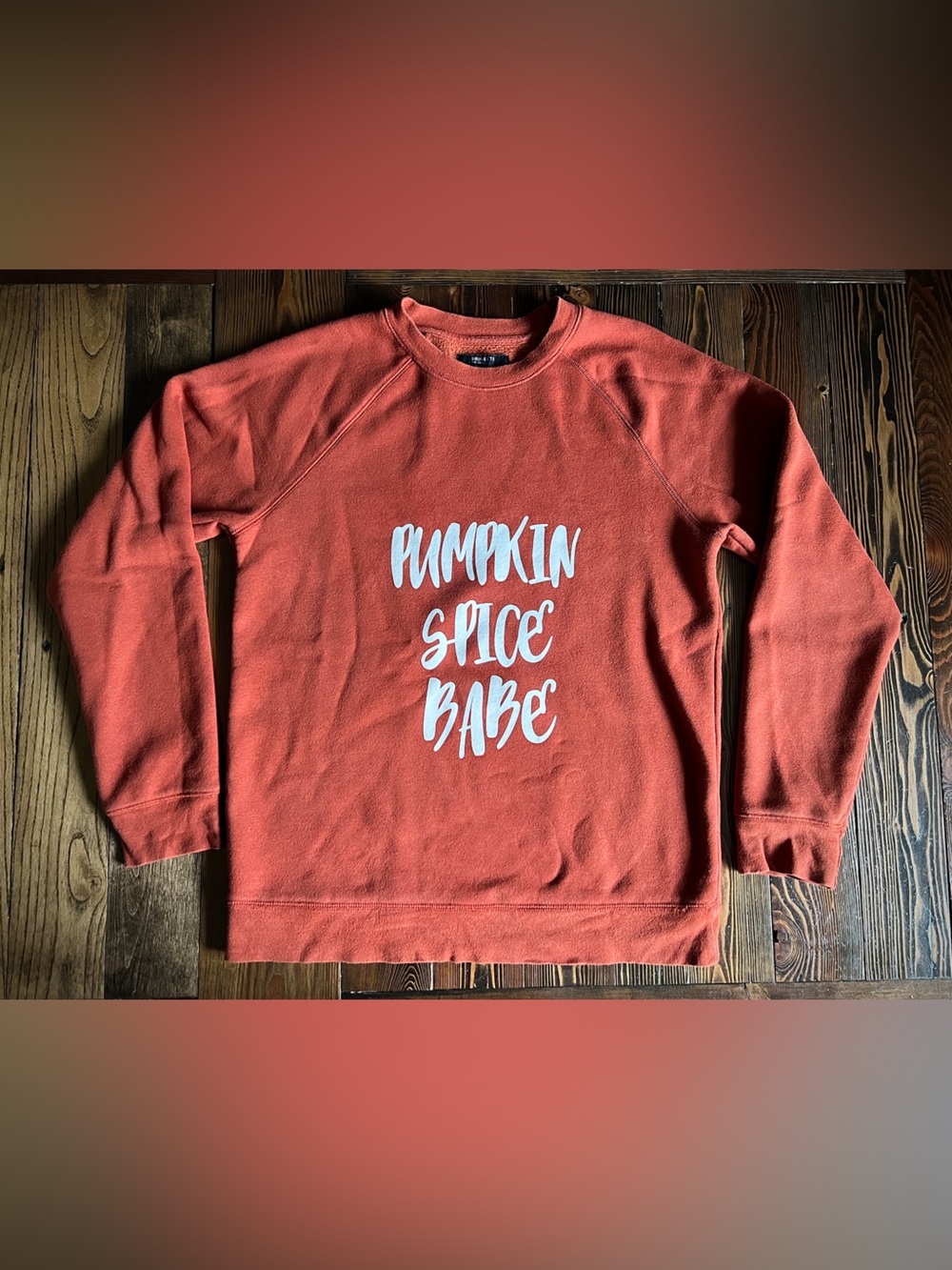 BRUNETTE THE LABEL • Pumpkin Spice Babe Sweater Crewneck Rust S/M Fall Cozy